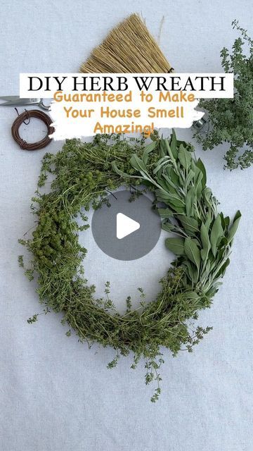 Resh Gala | Organic Gardener on Instagram: "Got herbs? Then you’ve got to make this super easy HERB WREATH! It’ll make your house smell so, so good, you’ll wonder why you didn’t make it sooner! Here’s How:👇  WHAT YOU’LL NEED: 🌱Fresh Herbs of your choice like thyme, sage, rosemary or lavender  🌱Wreath Frame 🌱Floral Wire or Twine 🌱Scissors  HOW TO MAKE: Step 1: Tie bunches of herbs tightly into little bundles using floral wire or twine.  Step 2: Attach these bundles to the wreath frame using floral wire or twine.  Step 3: Keep adding bundles of herbs, overlapping a bit as you go, so the frame and wire are hidden and wreath looks nice and full.  That’s it! As simple as that!   PRO TIP: 🌱Use fresh herbs as dried herbs will crumble too easily. 🌱Tie herbs very tightly as they will shrink Fresh Herb Wreath, Dried Herb Wreath, Sage Wreath, Rosemary Wreath, Herb Wreath, How To Dry Sage, Frame Floral, Lavender Wreath, Wreath Frame