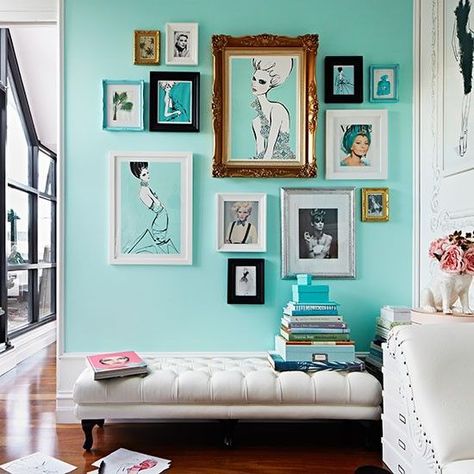 Turquoise Walls, Casa Vintage, Melbourne House, Design Del Prodotto, Gallery Walls, Wall Gallery, Inspiration Wall, House And Home Magazine, Dream Decor