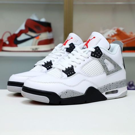 Air Jordan 4 Retro White Cement 2016 Jordans 4s, Air Force Dunk, Vans Shoes Fashion, Baddie Ideas, Nike Shoes Women Fashion, White Nike Shoes, Black Nike Shoes, Nike Fashion Shoes, Preppy Shoes