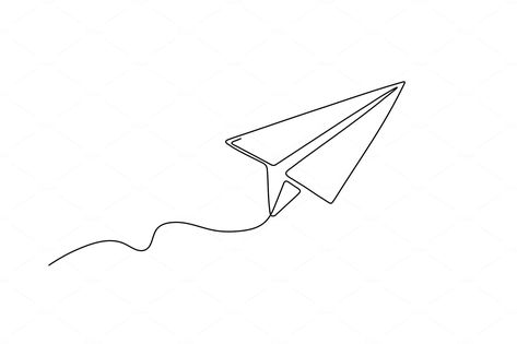 One line paper plane. Abstract by Valerie Bodnar on @creativemarket Paper Plane Sketch, Paperplanes Drawing, Paper Airplane Drawing, Airplane Doodle, Paper Airplane Tattoo, Paper Airplane Tattoos, Paper Plane Tattoo, M Tattoo, Plane Drawing