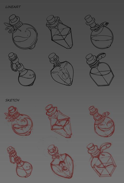 Small Potion Tattoo, Potion Bottle Line Art, Bottle Character Design, Potion Bottle Reference, Potion Doodle, Magic Potion Bottles Drawing, Potion Bottle Illustration, Potions Aesthetic, Potion Bottles Drawing