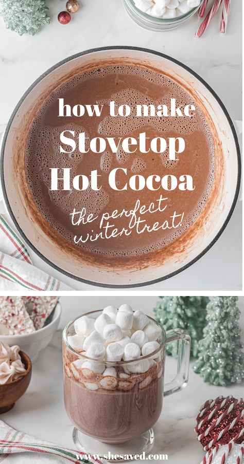 If you love hot beverages then you will love this Easy Homemade Stovetop Hot Chocolate Recipe made with just a few ingredients! We've also included instructions on how to make this yummy hot cocoa in the crockpot. Either way, it's delicious and the most creamy hot chocolate recipe we've ever made and we just know you are going to love loading it up with marshmallows and other hot chocolate toppings! Stove Top Hot Cocoa, Stovetop Hot Cocoa, Easy Hot Chocolate Recipe Crock Pots, Pioneer Woman Hot Chocolate, Homemade Hot Chocolate On The Stove, Stove Top Hot Chocolate, Stovetop Hot Chocolate, Stovetop Hot Chocolate Recipe, Easy Hot Cocoa Recipe