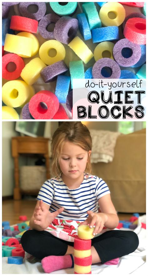 DIY Quiet Blocks - I Can Teach My Child! Activities For Young Toddlers, Summer Crafts For Infants, Pool Noodle Ideas, Crafts For Infants, Noodle Ideas, Noodle Crafts, Toddler Daycare, Pool Noodle Crafts, Infant Classroom