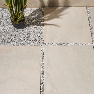 New Tile Products & Designs | TileBar.com Cream Backsplash, Limestone Pavers, Outdoor Pavers, Affordable Tile, Paver Designs, Concrete Patio Designs, Paver Tiles, Limestone Flooring, Patio Tiles