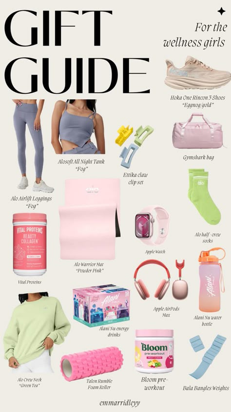 Creating a perfect guide for all wellness girlies!! Perfect guide for teenage or college girl. Workout Christmas Gifts, Gym Girl Gift Ideas, Wellness Girl Gift Guide, Yoga Gift Basket, Wellness Wishlist, Lucky Vicky, Family Vision Board, Roller Workout, Family Vision