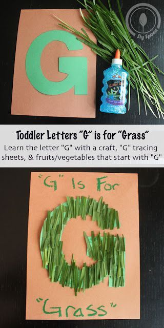 Letter G Craft - Toddler/Preshooler letter of the week craft G is for Grass with related craft, tracing sheets and fruits/vegetables. G Activities, Letter G Crafts, Letter G Activities, Preschool Letter Crafts, Alphabet Crafts Preschool, Abc Crafts, Alphabet Letter Crafts, The Letter G, Preschool Letter