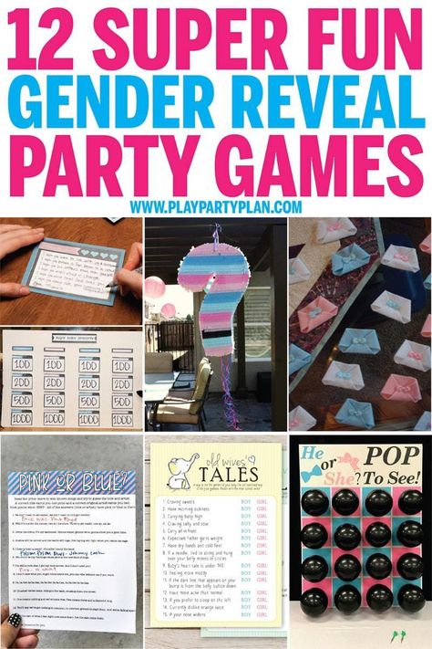 The best gender reveal party games and activities! Everything from baby related minute to win it games to free simple printables you can play with entire families! Tons of hilarious and unique games everyone will love! And even fun ideas for prizes! Games At Gender Reveal Party, Gender Reveal Scavenger Hunt Clues, Baby Gender Reveal Games, Baby Gender Reveal Party Games, Baby Reveal Party Games, Gender Games, Sibling Reveal, Gender Reveal Activities, Housewarming Party Games