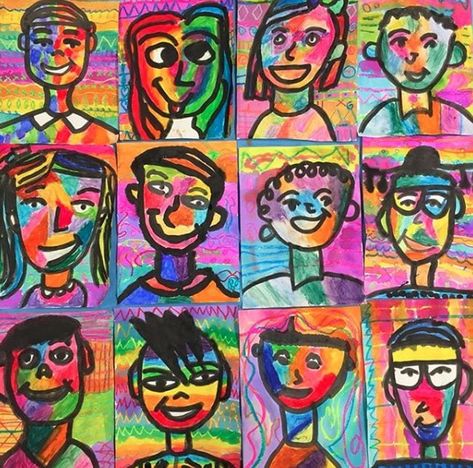 30 Creative Fourth Grade Art Projects Every Student Will Love Self Portrait Art Lessons Middle School, New Years Art, Self Portrait Art, Cassie Stephens, 4th Grade Art, 5th Grade Art, 3rd Grade Art, Colour Art, Art Curriculum