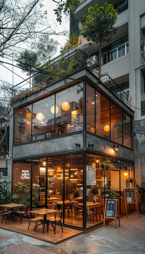 Cafe Design Plan Layout, City Cafe Exterior, Coffee Shop Building Design, Restaurant And Cafe Interior Design, Korean Cafe Interior Design Coffee Shop, Best Coffee Shop Design, Chinese Cafe Interior Design, Coffee Interior Design Cafe, Coffee Shop Flower Shop