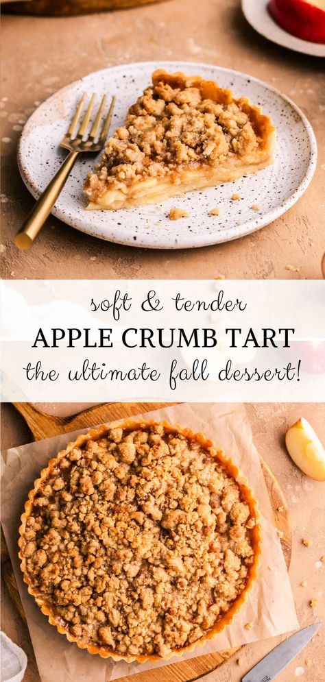 apple crumble tart Apple Crumble Tart, Apple Tart Recipe, Vegan Apple Pie, Crumble Tart, Crumble Pie, Cinnamon Crumble, Apple Crumb, Tart Filling, Tart Dessert