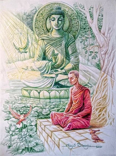 Devi Drawing, Budha Art, Water Colors Painting, Amar Chitra Katha, Cute Panda Drawing, Hummingbird Drawing, Human Painting, Abstract Pencil Drawings, Panda Drawing