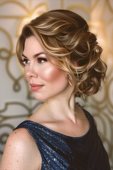 Sculpted chignon, an elegant hairstyle perfect for wedding guests. Short Hair Styles For Wedding Guest, Bridal Party Hairstyles, Long Blonde Curls, Bride Hair Down, Wedding Hairstyle Ideas, Formal Hairstyles For Long Hair, Mother Of The Bride Hair, Hair To One Side, Twist Ponytail