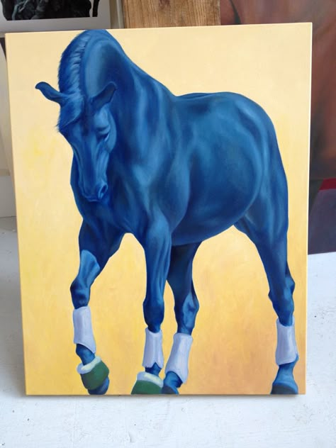 Blue Horse Painting, Art Exercises, Painting Horses, Abstract Horse Art, Equine Artwork, Bleach Drawing, Dibujos Ideas, Bull Art, Oil Painting Inspiration