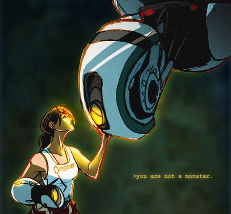 Chell Portal 2 Fanart, Chell Portal Cosplay, Radioactive Monster Art, Portal Fanart, Portal Wheatley, Portal Memes, Valve Games, Fallout 4 Companions Memes, Portal Art