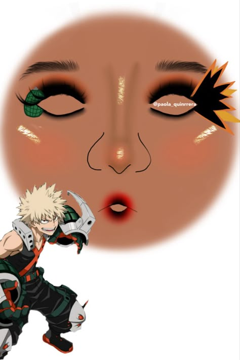 Mha Inspired Makeup, Bakugou Makeup, Jjk Makeup, Mha Makeup, Anime Inspired Makeup, Makeup Anime, Halloween Makeup Clown, Anime Eye Makeup, Anime Cosplay Makeup