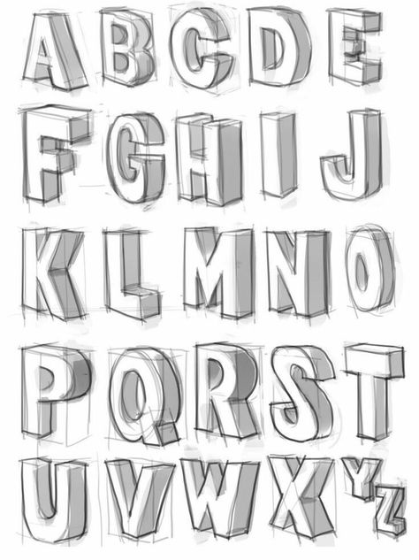 Images By Jeanine Hoskins-vaglivielo On Fonts 3d Tipografi, Hand Lettering Alphabet Fonts, Alfabet Font, Tipografi 3d, Lettering Styles Alphabet, Letter Fonts, Lettering Guide, Graffiti Lettering Fonts, Writing Fonts