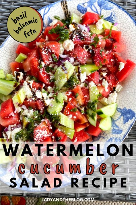 Watermelon Cucumber Salad Recipe – With Basil, Feta, And Balsamic Glaze Feta Watermelon Cucumber Salad, Watermelon Cucumber Feta Salad Balsamic, Watermelon Salad With Basil, Watermelon Salad With Cucumber And Feta, Watermelon Salad Balsamic, Watermelon And Cucumber Salad, Watermelon Salad With Balsamic Vinegar, Watermelon Feta Salad Balsamic, Watermelon Feta Basil Salad