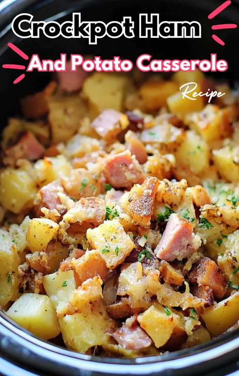 Crockpot Ham And Potatoes, Ham Pot Pie, Scalloped Potatoes Crockpot, Ham Casserole Recipes, Casserole Crockpot Recipes, Ham And Potato Casserole, Savory Ham, Scalloped Potatoes And Ham, Ham Potato