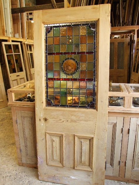 Original Victorian Stained Glass Front Door Stained Glass Front Door, Glass Entrance, Victorian Front Door, Stained Glass Doors, Glass Entrance Doors, Victorian Front Doors, Half Doors, Stained Glass Door, Antique Doors