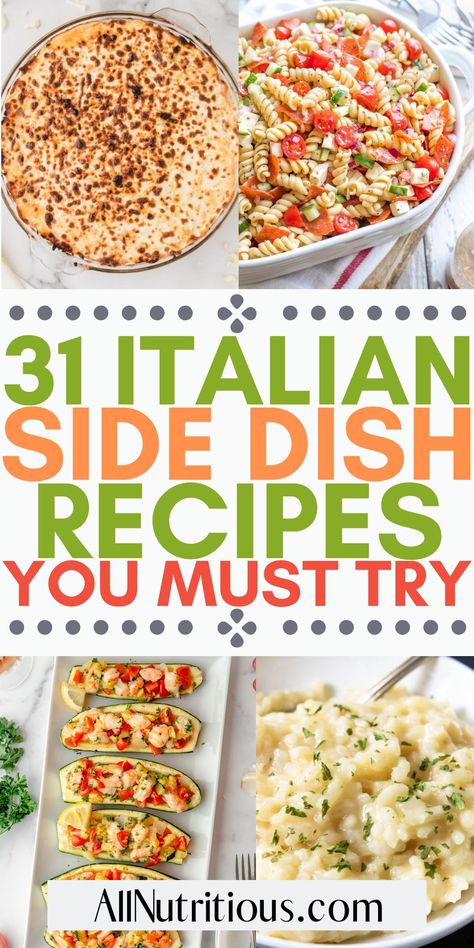 If you want to change up your regular Italian dinner sides you need to see these incredibly delicious Italian side dish ideas. These yummy Italian side dish recipes are perfect for everyone to enjoy a lovely easy dinner for family. Give these easy dinner recipes a try! Italian Vegetable Dishes, Spaghetti Sides Dishes, Lasagna Sides, Italian Sides, Lasagna Side Dishes, Italian Side Dishes, Italian Beef Sandwiches, Italian Night, Spaghetti Dinner