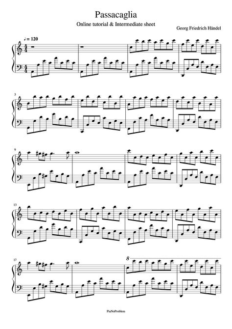 Download and print in PDF or MIDI free sheet music of Passacaglia - Georg Friedrich Händel ,This is a Classical piano pieces,If you need more free resources and teaching videos, please visit the website to download the video and print the piano score PDF. Phantom Of The Opera Piano Sheet Music Easy, Passacaglia Piano Sheet, Passacaglia Piano, Music Theory For Beginners, Beginner Piano Sheet Music, Piano Sheet Music Beginners, Classic Piano, Classical Piano Music, Piano Songs Sheet Music