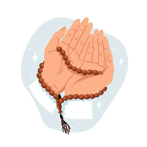 Free vector hand drawn flat design tasbi... | Free Vector #Freepik #freevector #muslim-illustration #tasbih #hand-drawn-illustration #flat-design Simple Prayers, Desain Buklet, Ramadan Crafts, Islamic Cartoon, Islamic Culture, Islamic Artwork, Prayer For You, Islamic Prayer, Islamic Wallpaper