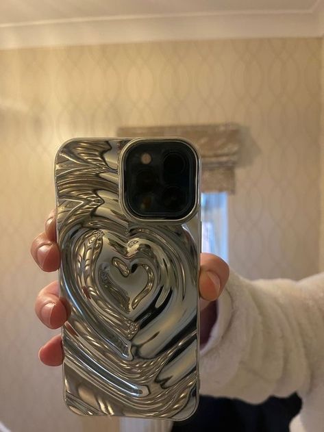 Aesthetic for men & woman heart chrome iphone case available in miltiple styles and sizes. Chrome Phone Case, Heart Phone Cover, Aesthetic For Men, 11 Pro Max Cases, Diy Iphone Case, Girly Phone Cases, Iphone Obsession, Pretty Iphone Cases, Pretty Phone Cases