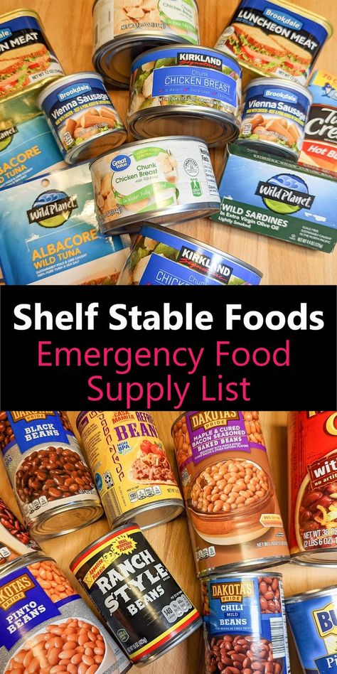 Best Emergency Food, Best Survival Food, Emergency Preparedness Items, Emergency Food Storage, Emergency Food Supply, Emergency Food Preparation, Survival tips, hurricane preparedness list, tornado preparedness list, family emergency food list Emergency Food Supply List, Food For Emergencies, Shelf Stable Food, Food Supply List, Build A Shelf, Best Emergency Food, Emergency Preparedness Food Storage, Survival Food Storage, Preppers Pantry