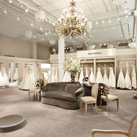 Brides.com: . 42. Book early if you prefer a destination bridal shop. If you've seen a bridal shop on TV (say, Kleinfeld or Bridals by Lori), so have lots of other brides, which means you'll need to book far in advance — especially for a weekend appointment. The major benefits of these stores is that they have some of the most knowledgeable consultants and a wide variety of dresses from hundreds of designers. Bridal Shop Interior, Bridal Shop Decor, Bridal Shop Ideas, Bridal Boutique Interior, Store Design Boutique, Wedding Dress Store, Boutique Interior Design, Boutique Decor, Kleinfeld Bridal