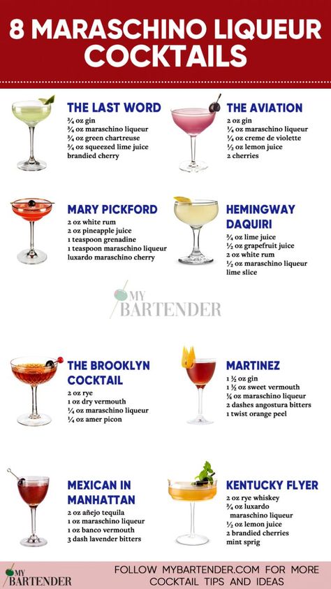 Step into the world of maraschino liqueur cocktails, where the sweet, aromatic essence of this delightful liqueur takes center stage. The unique blend of cherry and almond flavors in maraschino liqueur adds a luxurious touch to cocktails, appealing to those who appreciate a hint of sophistication in their libations. #MaraschinoLiqueurCocktails #MaraschinoLiqueur Maraschino Cherry Drinks, Maraschino Liqueur Cocktails, Maraschino Cocktail, Martinez Cocktail, Liqueur Cocktails, Maraschino Liqueur, Bartender Drinks Recipes, Wine Cocktail Recipes, Booze Drink