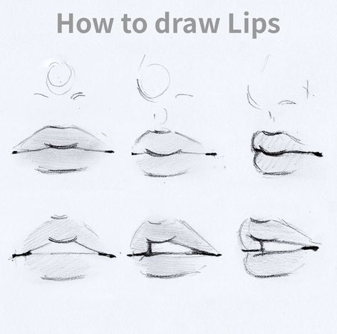 Lip Practice Drawing, Eyes Nose Lips Sketch, How To Mouth Drawing, Parted Lips Drawing, How To Draw Side Lips, How To Draw Lips 3/4 View, How To Draw Lips Side Profile, Lips Drawing Tutorial Step By Step, How To Draw Pouty Lips