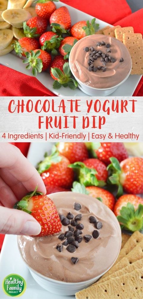 All you need is 4 simple ingredients – Greek yogurt, cocoa powder, honey and vanilla extract – to make this simple, healthy and delicious Chocolate Yogurt Fruit Dip! Grab some of your favorite fruit for dipping. Greek Yogurt Fruit Dip, Healthy Fruit Dip, Yogurt Fruit Dip, Strawberries And Bananas, Fruit And Chocolate, Greek Yogurt Dips, Chocolate Yogurt, Yogurt Dessert, Chocolate Dipped Fruit