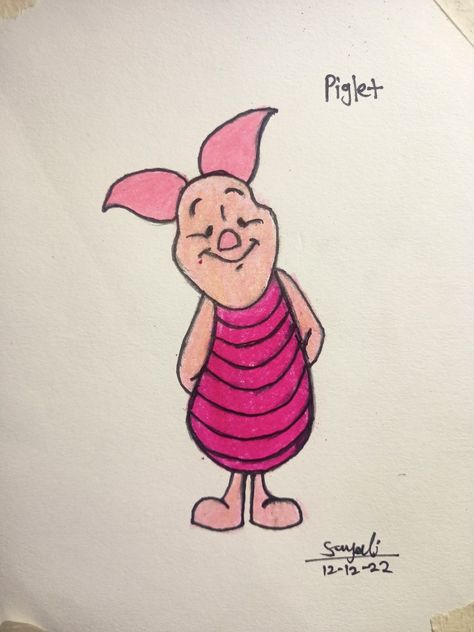 Winnie The Pooh Piglet Drawing, Piglet Drawing, Winnie The Pooh Drawing, Piglet Winnie The Pooh, Marvel Art Drawings, Pooh Pictures, Cute Piglets, Winnie The Pooh Pictures, Indie Drawings