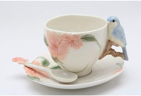 Apple Blossom Flower, Bird Cup, Glass Wear, Moodboard Ideas, Teacup Set, Mom Friend, Pot Ideas, Tea Party Decorations, Flower Cup