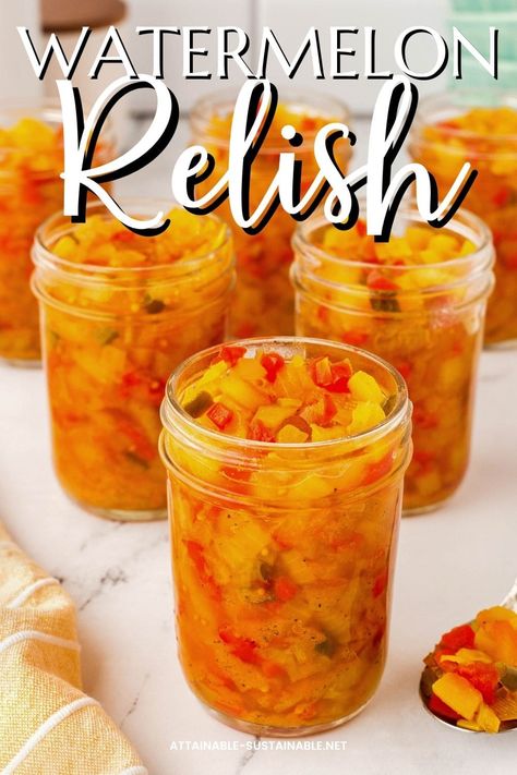 This watermelon rind relish recipe is a great way to use watermelon rinds for a knock-off old fashioned hamburger relish! #foodpreservation #canning #homestead Hamburger Relish Recipe, Hamburger Relish, Watermelon Rind Preserves, Watermelon Rind Recipes, Watermelon Jam, Burgers And Hot Dogs, Pickled Fruit, Pickled Watermelon Rind, Watermelon Pickles