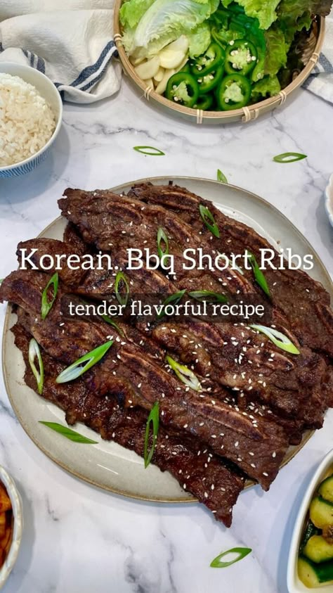 The Best Galbi Korean BBQ LA Style Short Ribs – The Savory Chopstick Bbq Ribs Recipe Grill, Ribs Marinade Recipe, Korean Beef Short Ribs, Korean Pear, Bbq Short Ribs, Short Ribs Slow Cooker, Bbq Recipes Ribs, Tender Ribs, Beef Short Rib Recipes