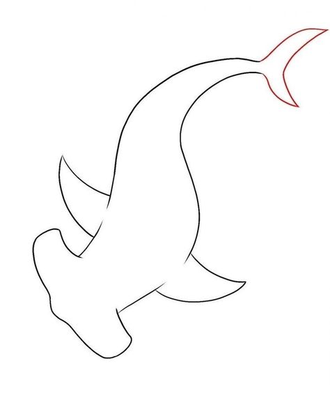 Hammerhead Shark Drawing, Shark Drawing Easy, Hammerhead Shark Tattoo, Wood Drawing, Shark Painting, Morning Art, Ocean Drawing, Animal Outline, Shark Drawing