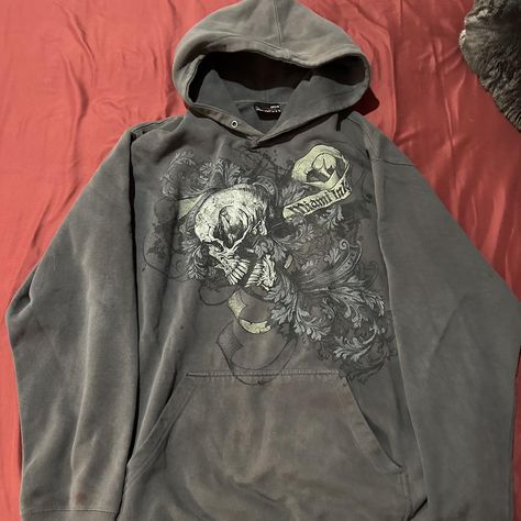 rare grey miami ink hoodie mens medium, i would say... - Depop Miami Ink, Shirt Jacket, The Back, Miami, Grey