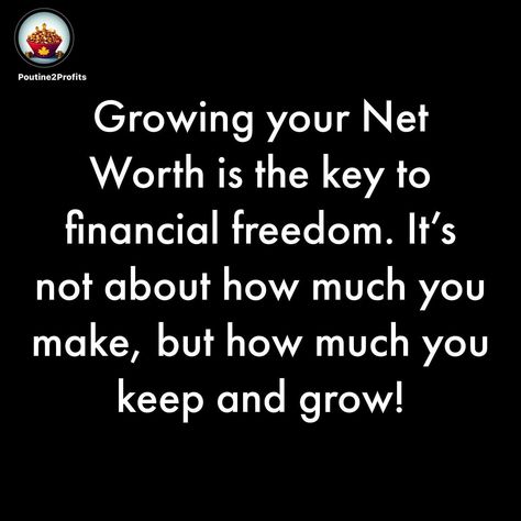 Dive into the world of finance with us! Have you ever wondered why the rich focus on their Net Worth? It’s not just about income; it’s about building lasting wealth. We’ve broken down the concept of Net Worth into 6 easy-to-digest slides that will change how you view your finances forever! Swipe through to unlock the secrets of financial health and discover how to grow your wealth sustainably. Don’t just earn, earn to grow. Let’s start this journey together! Follow @poutine2profits for more i... Growing Wealth, Building Wealth, Financial Health, Money Ideas, March 4, Wealth Building, Net Worth, Worth It, Financial Freedom