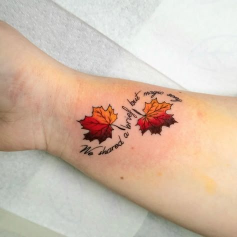 Thankful Tattoo Ideas, Autumn Themed Tattoos, Pumpkin And Fall Leaves Tattoo, Autumn Tattoos For Women, Fall Tattoos For Women, Falling Leaves Tattoo, Patriotic Tattoos For Women, Autumn Tattoos, Fall Leaf Tattoo