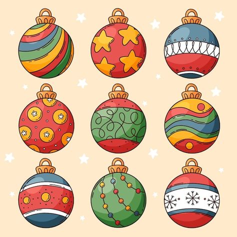 Hand Drawn Christmas, Ball Drawing, Ornament Drawing, Christmas Offers, Christmas Ball Ornaments, Christmas Doodles, Christmas Drawing, Christmas Ball, Vector Hand