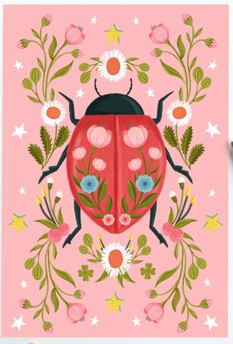 Wrist Tattoo Ideas, Traditional Tattoo Designs, Arte Folk, Bug Art, A Ladybug, Soyut Sanat Tabloları, Insect Art, Wrist Tattoo, American Traditional Tattoo