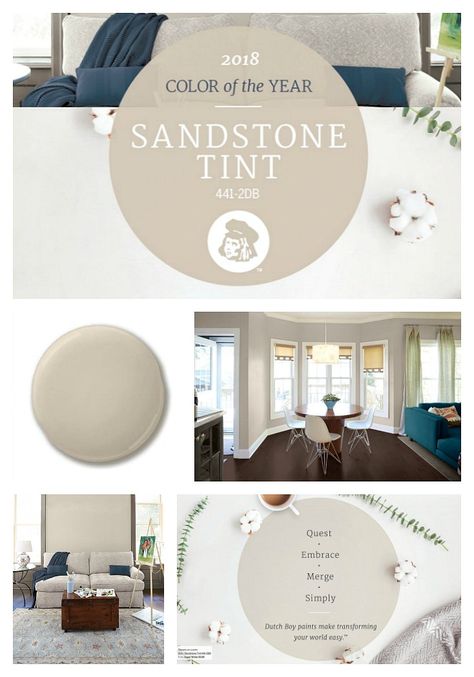 2018 Color of the Year from Dutch Boy Paints called Sandstone Dutch Boy Paint, Behr Paint Colors, Cabinet Paint, Paint Color Ideas, Colors For Home, Room Paint Colors, Dark Interiors, Interior Paint Colors, Paint Colors For Living Room