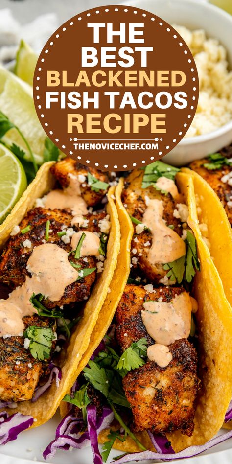 Blackened Fish Tacos, Blacken Fish, Blackened Fish, Dinner Recipes With Ground Beef, Fish Dinner Recipes, Fish Tacos Recipe, Fish Taco, Fish Recipes Healthy, Recipes With Ground Beef