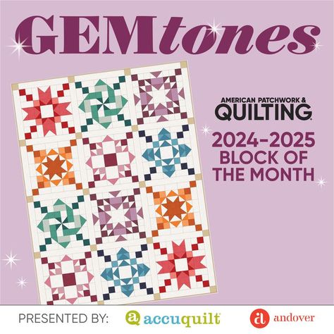 GemTones Block of the Month (2024-2025) Free Block Of The Month 2023, Free Block Of The Month Quilt Patterns, Block Of The Month Quilt Patterns, Block Of The Month Quilt Patterns Free, All People Quilt, Winter Sewing Projects, History Of Quilting, American Patchwork And Quilting, Winter Sewing