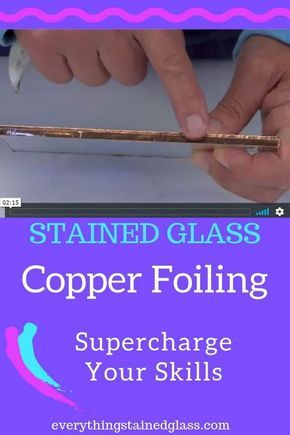 Stained Glass Copper Foiling tips and answers to common questions. Supercharge your copper foil skills for a better finish on your stained glass. #stainedglass #stainedglasscopperfoil #stainedglasstutorials Stained Glass Diy Tutorials, Copper Foiling, Diy Stained Glass Window, Stain Glass Ideas, Stained Glass Supplies, Stained Glass Patterns Free, Making Stained Glass, Stained Glass Birds, Mosaic Stained