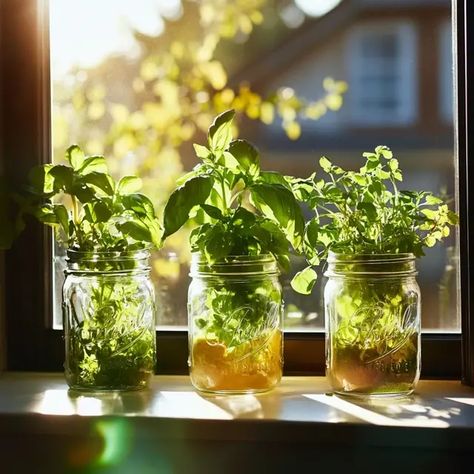 Introduction Are you tired of spending money on fresh herbs that wilt away in your fridge? An easy solution is to grow your own herb garden! Using mason jars is ... Read more Growing Herbs Indoors Mason Jars Water, Herbs In A Jar, Mason Jar Herb Garden Indoor Diy, Herbs In Glass Jars, Mason Jar Plants Diy, Window Seal Herb Garden, Window Herb Garden Indoor, Mason Jar Herb Garden Indoor, Herb Window Garden