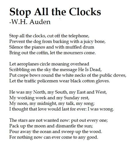 W. H. Auden - Stop The Clocks #poetry Wh Auden Poems, W H Auden Poems, The Saddest Poems, Wh Auden, W H Auden, Poems And Quotes, Quotes And Poems, Poems Quotes, Poetry Words