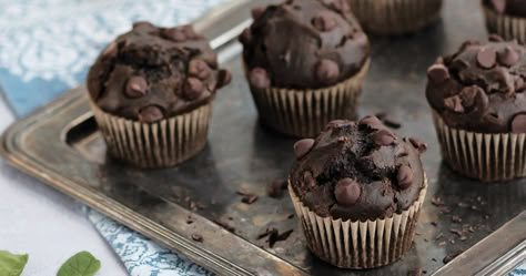 Spinach and avocado add nutrients and moist texture to chocolate chip muffins. Double Chocolate Chip Muffin Recipe, Chocolate Beet Muffins, Beet Muffins, Buttermilk Muffins, Double Chocolate Chip Muffins, Today Show Recipes, Chocolate Zucchini Muffins, Spinach Avocado, Chocolate Chip Cupcakes