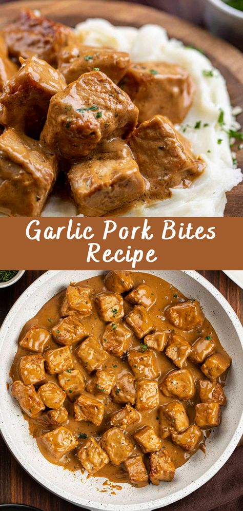 Garlic Pork Bites Recipe: A Savory Delight for Your Taste Buds Introduction In this delectable journey through the culinary world, we are about to embark on a flavorful adventure with a Garlic Pork Bites Recipe. Brace yourself as we uncover the secrets to creating this mouthwatering dish that will tantalize your taste buds and leave […] The post Garlic Pork Bites Recipe appeared first on Cheff Recipes. Creamy Garlic Pork Bites, Creamy Pork Bites, Pork Diced Recipes, Recipes With Cubed Pork, Pork Meals Easy, Popcorn Pork Bites, Pork Steak Bites, Pork Tenderloin Bites Recipes, Diced Pork Chop Recipes